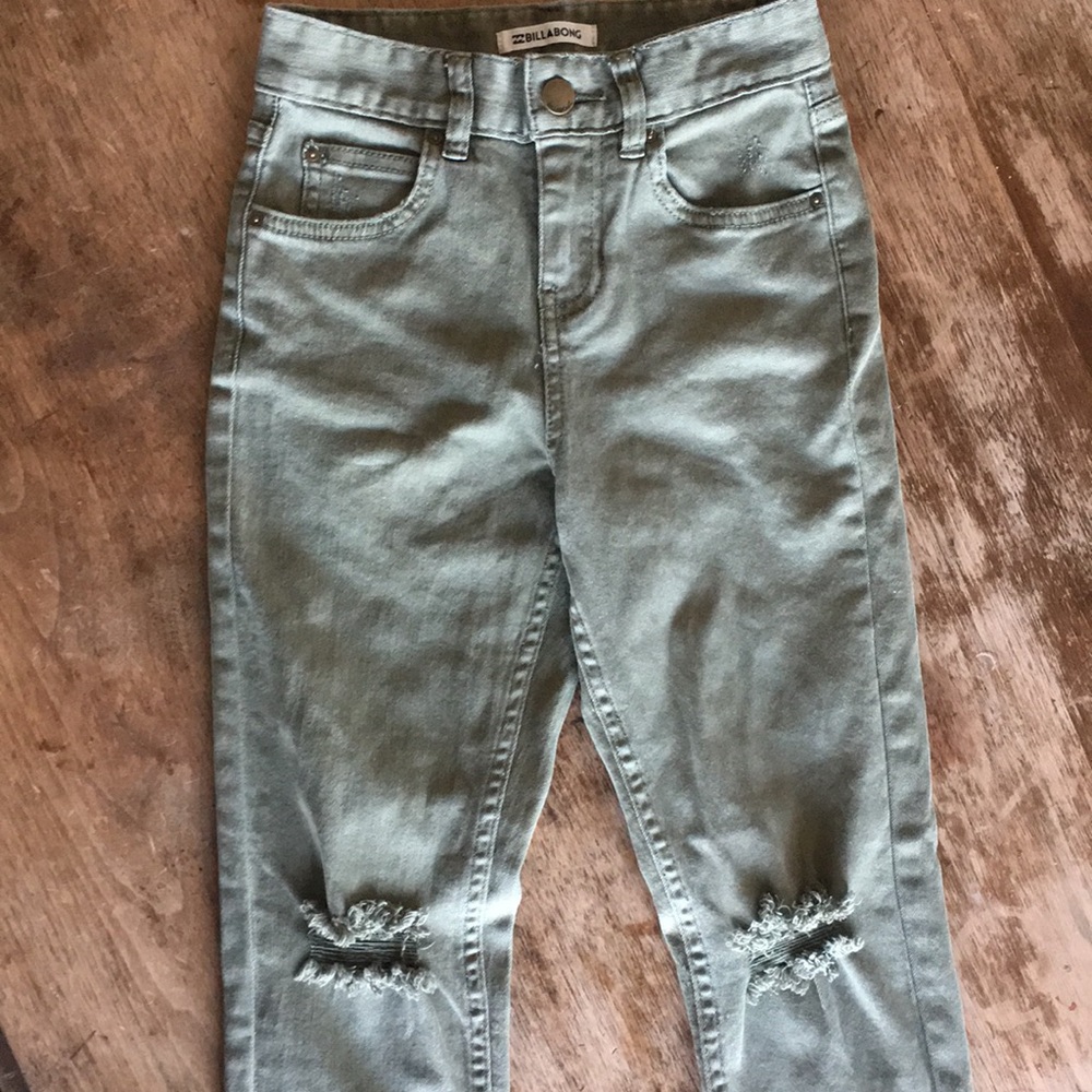 Girls/Boys Billabong Army Green Jeans, size 7